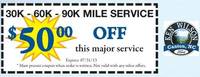 $50 Off Service 30k-60k-90k Mile Service 
